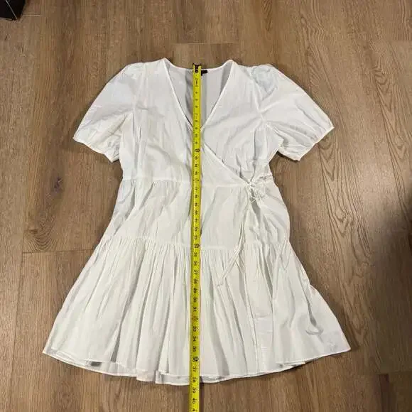 J.Crew White Puff Sleeve Tiered Cotton Poplin Mini Dress XL - Picture 4 of 8